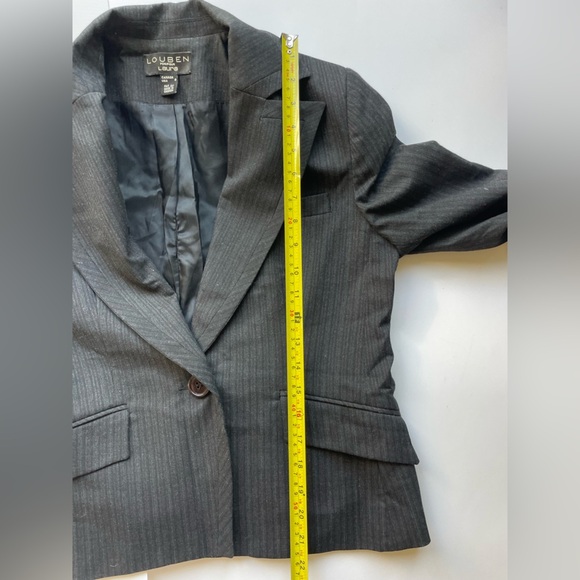 louben grey Black  pinstripes Women's Blazer skirt 2 pc suit grey - Picture 7 of 11